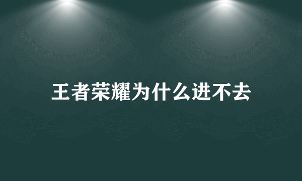 王者荣耀为什么进不去