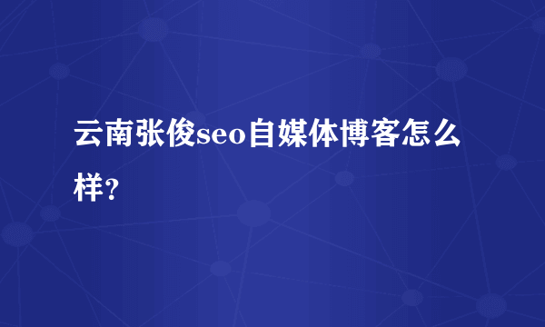 云南张俊seo自媒体博客怎么样？