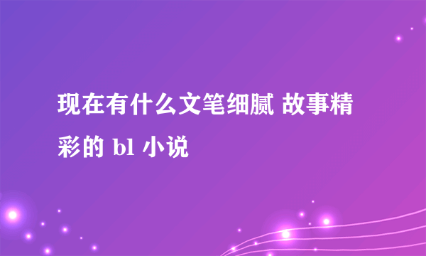 现在有什么文笔细腻 故事精彩的 bl 小说