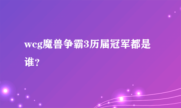 wcg魔兽争霸3历届冠军都是谁？