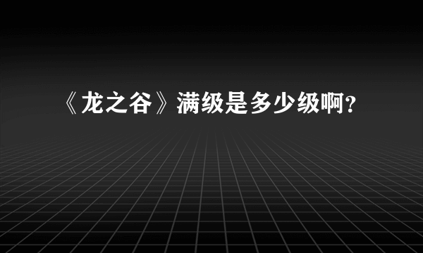 《龙之谷》满级是多少级啊？