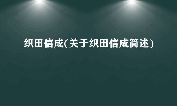 织田信成(关于织田信成简述)