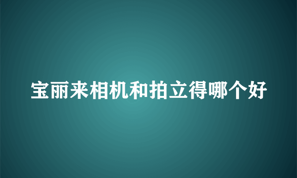 宝丽来相机和拍立得哪个好