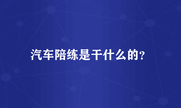 汽车陪练是干什么的？