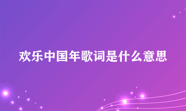 欢乐中国年歌词是什么意思