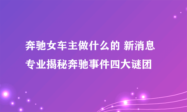 奔驰女车主做什么的 新消息专业揭秘奔驰事件四大谜团