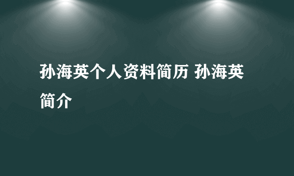 孙海英个人资料简历 孙海英简介