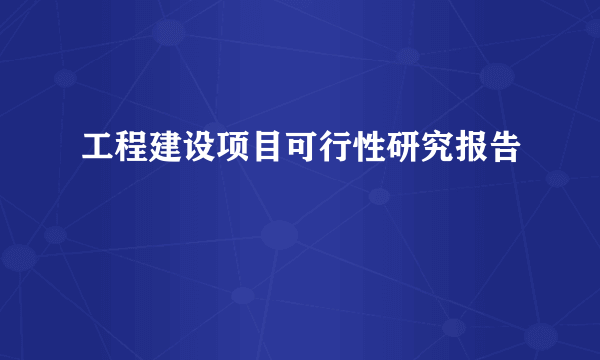 工程建设项目可行性研究报告