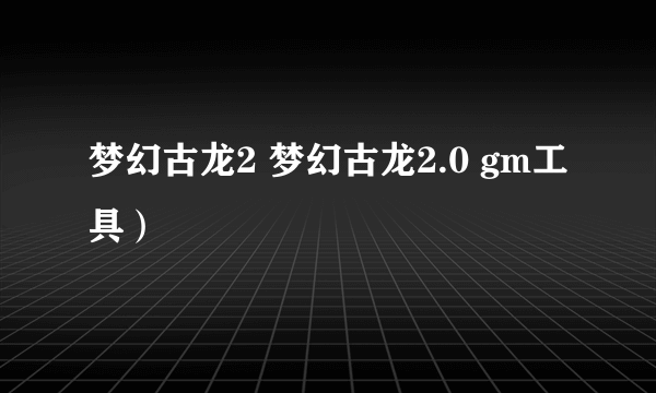 梦幻古龙2 梦幻古龙2.0 gm工具）