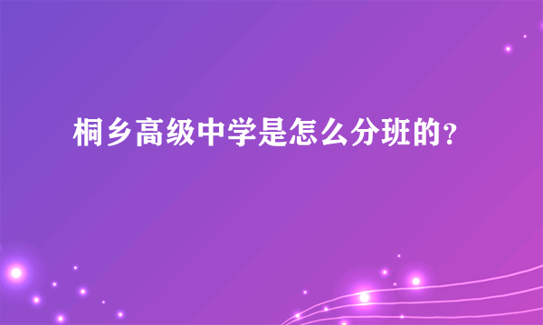 桐乡高级中学是怎么分班的？