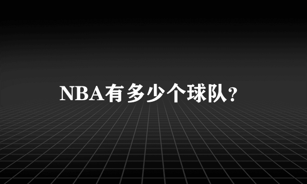 NBA有多少个球队？