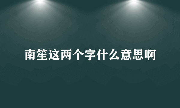 南笙这两个字什么意思啊