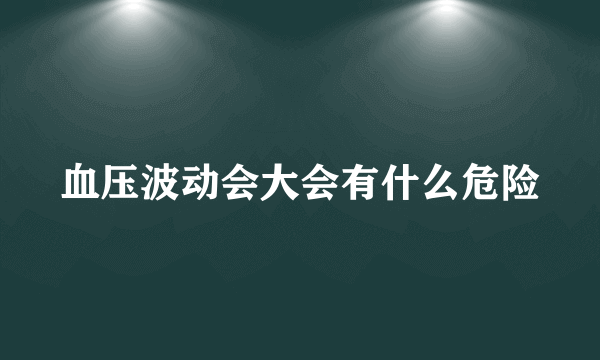 血压波动会大会有什么危险