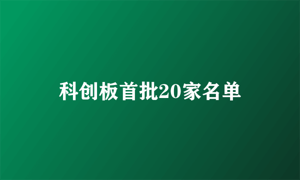 科创板首批20家名单