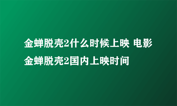 金蝉脱壳2什么时候上映 电影金蝉脱壳2国内上映时间