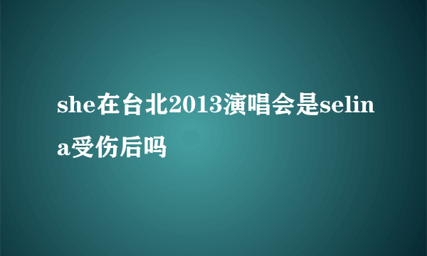 she在台北2013演唱会是selina受伤后吗