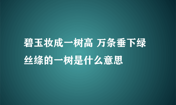 碧玉妆成一树高 万条垂下绿丝绦的一树是什么意思