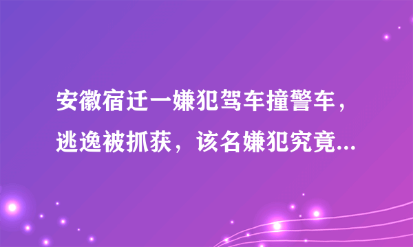 安徽宿迁一嫌犯驾车撞警车，逃逸被抓获，该名嫌犯究竟犯了什么罪？