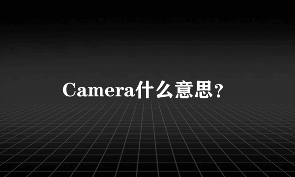 Camera什么意思？