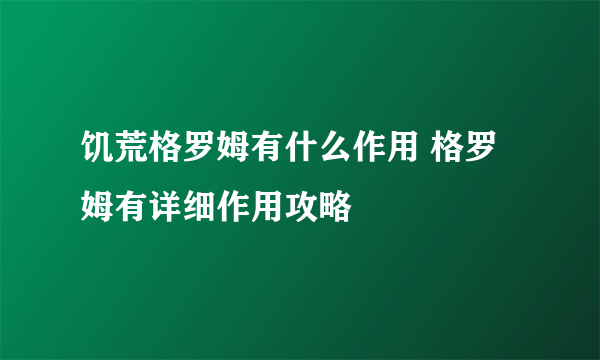 饥荒格罗姆有什么作用 格罗姆有详细作用攻略