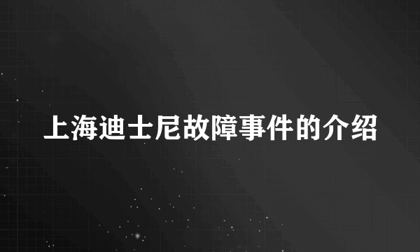 上海迪士尼故障事件的介绍