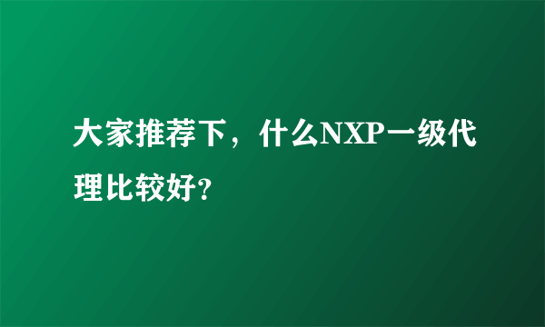 大家推荐下，什么NXP一级代理比较好？