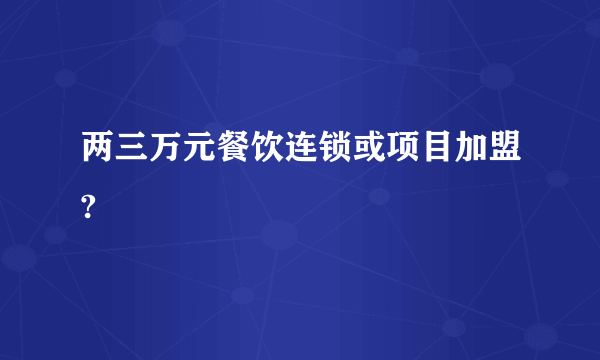 两三万元餐饮连锁或项目加盟?