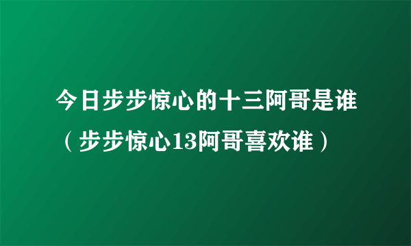 今日步步惊心的十三阿哥是谁（步步惊心13阿哥喜欢谁）