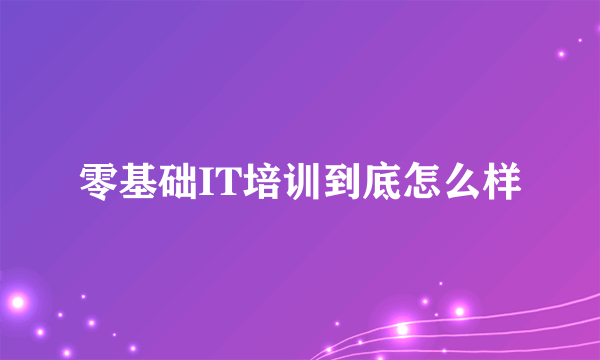 零基础IT培训到底怎么样