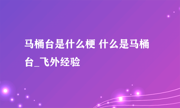 马桶台是什么梗 什么是马桶台_飞外经验