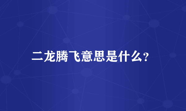 二龙腾飞意思是什么？