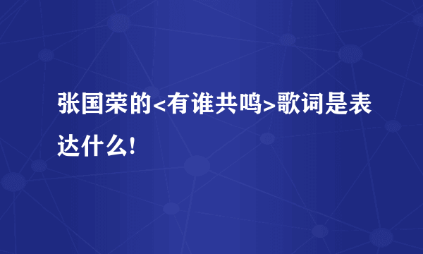 张国荣的<有谁共鸣>歌词是表达什么!