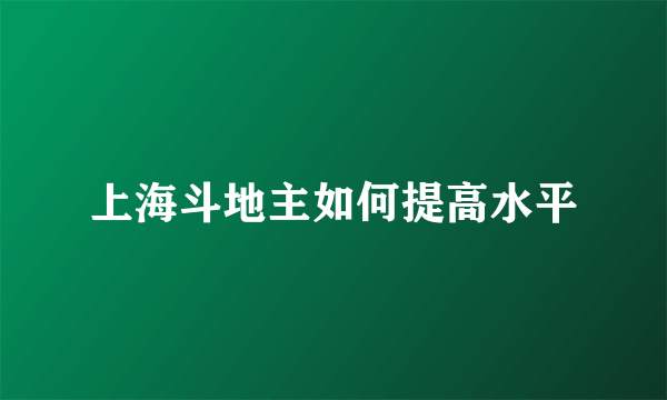 上海斗地主如何提高水平