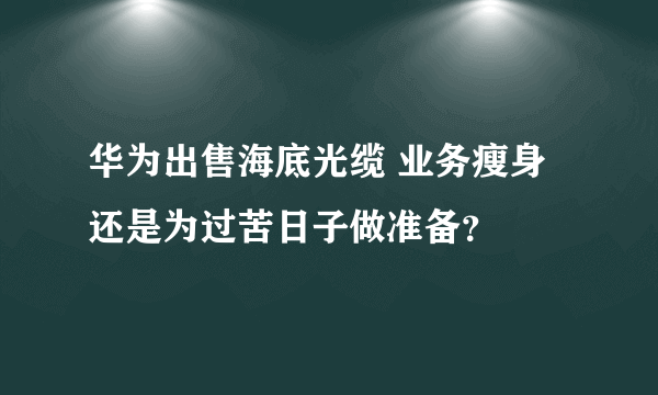 华为出售海底光缆 业务瘦身还是为过苦日子做准备？