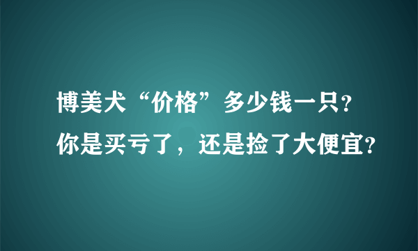 博美犬“价格”多少钱一只？你是买亏了，还是捡了大便宜？