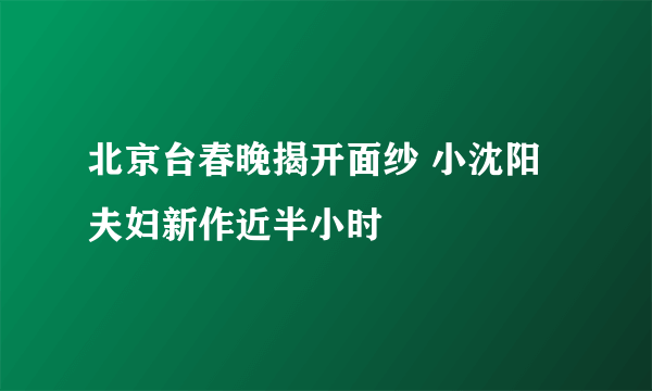 北京台春晚揭开面纱 小沈阳夫妇新作近半小时