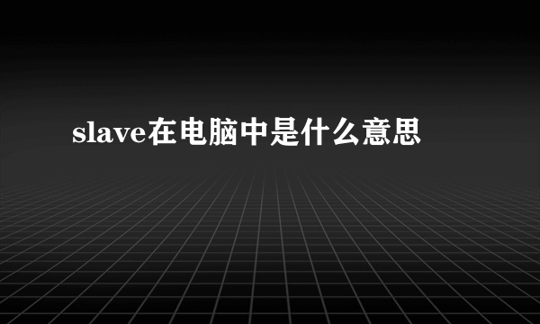 slave在电脑中是什么意思