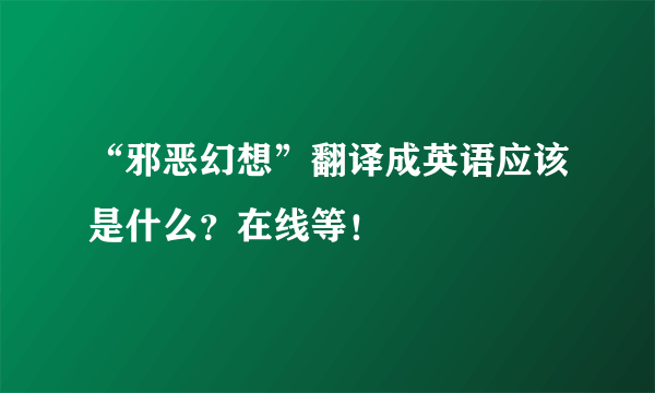 “邪恶幻想”翻译成英语应该是什么？在线等！