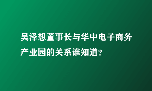 吴泽想董事长与华中电子商务产业园的关系谁知道？