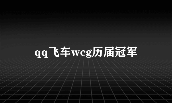 qq飞车wcg历届冠军