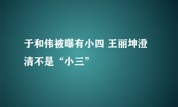 于和伟被曝有小四 王丽坤澄清不是“小三”