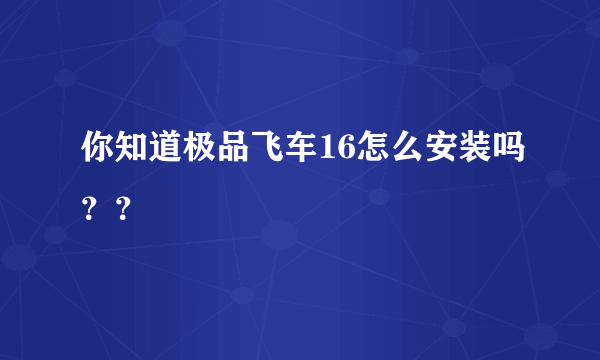 你知道极品飞车16怎么安装吗？？