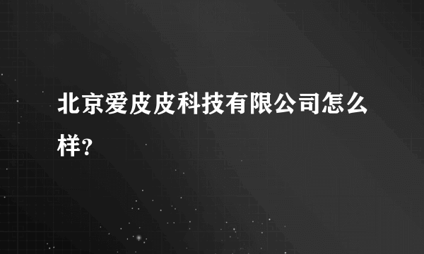 北京爱皮皮科技有限公司怎么样？