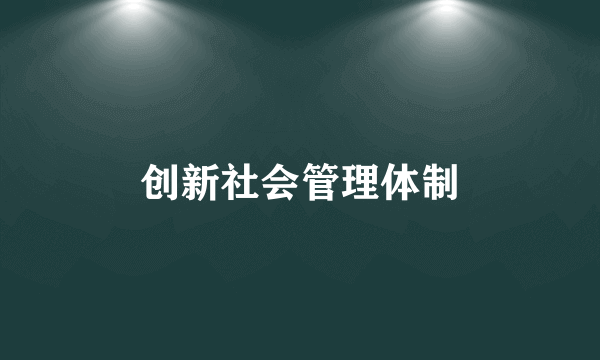 创新社会管理体制