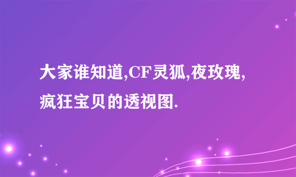 大家谁知道,CF灵狐,夜玫瑰,疯狂宝贝的透视图.