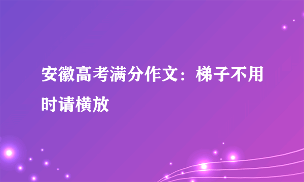 安徽高考满分作文：梯子不用时请横放