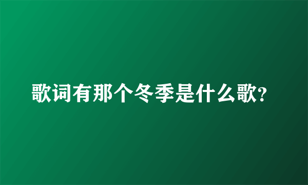 歌词有那个冬季是什么歌？