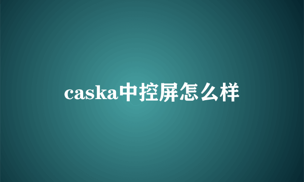 caska中控屏怎么样