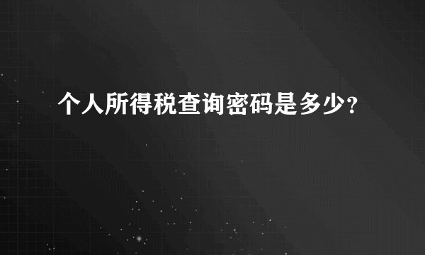 个人所得税查询密码是多少？