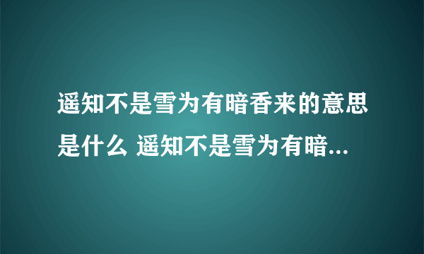 遥知不是雪为有暗香来的意思是什么 遥知不是雪为有暗香来的诗意